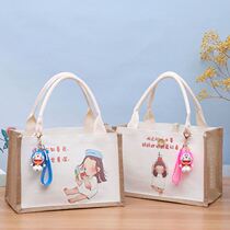 Going out tote bag net red linen canvas bag lunch box bag large capacity bag female schoolbag shoulder bag female student