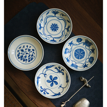 A fiery tea room｜Mugu series Chenghua blue and white flower pot with small saucer and fruit plate hand-painted Jingdezhen