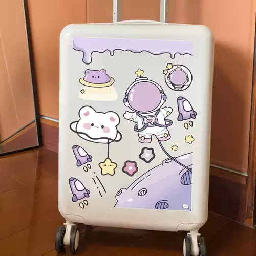 Мультяшный космонавт, большой водонепроницаемый чемодан, наклейка, наклейки, не оставляет клея