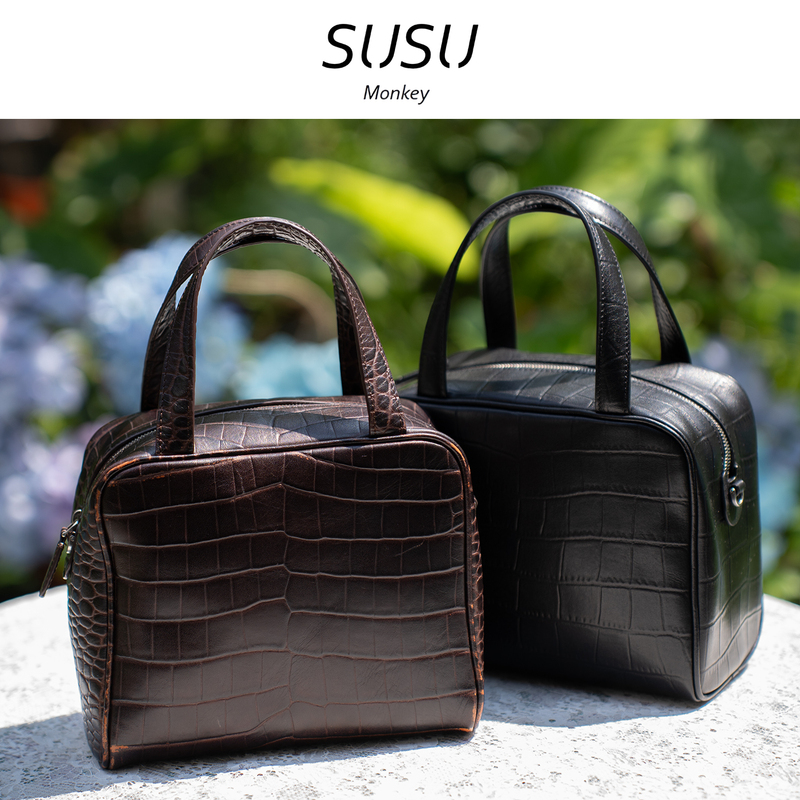 Su Su [Crocodile Embossed Small Square Bag] Imported Original Crocodile Embossed Cowhide Leather with Sheepskin Lining Single Shoulder Bag