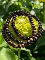 Fushun pure natural amber black and white flower multi-circle beads