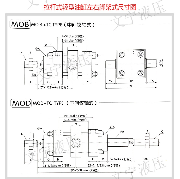 Xi lanh thủy lực nhẹ khoan MOB30 40 50 thì 50/100/150/200/300/400/500