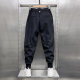 Trendy brand pleated leggings men's spring and autumn trendy handsome suit pants black velvet harem casual suit pants