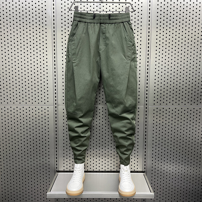Casual Pants for Men, Cool and Trendy Brand, Army Green Cargo Pants, Youth Summer Thin Pleated Harem Jogger Pants for Men