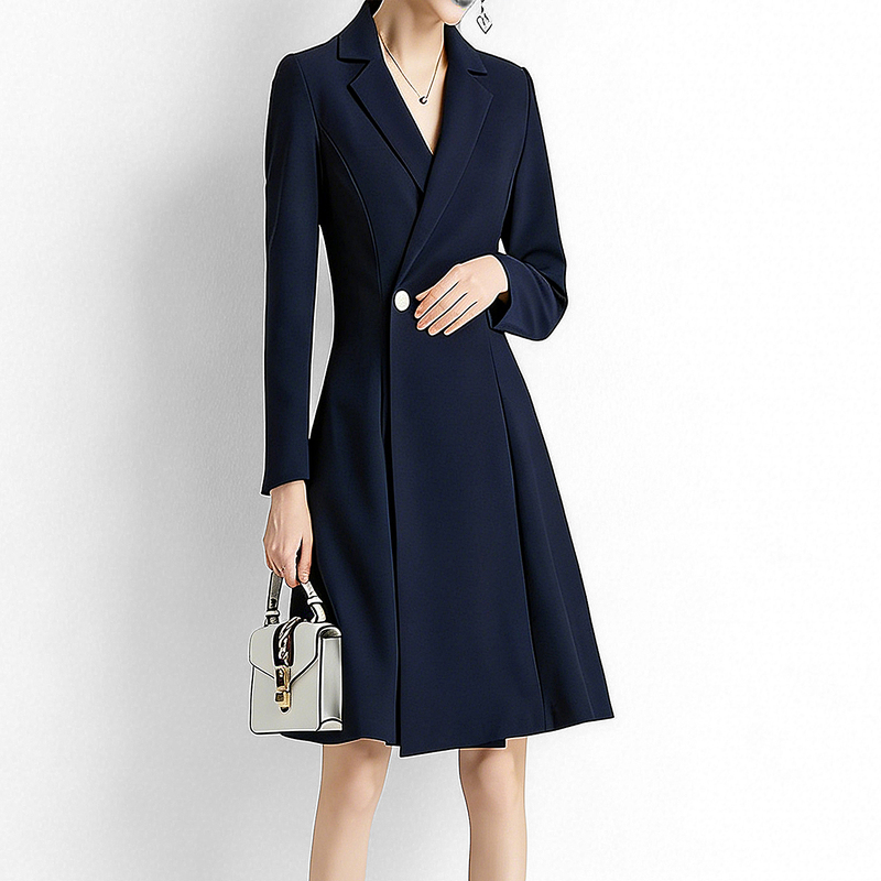 Gifishlow Hong Kong International Light Luxury Style Women's Mid-Length Slim Fit Elegant New Dress Coat