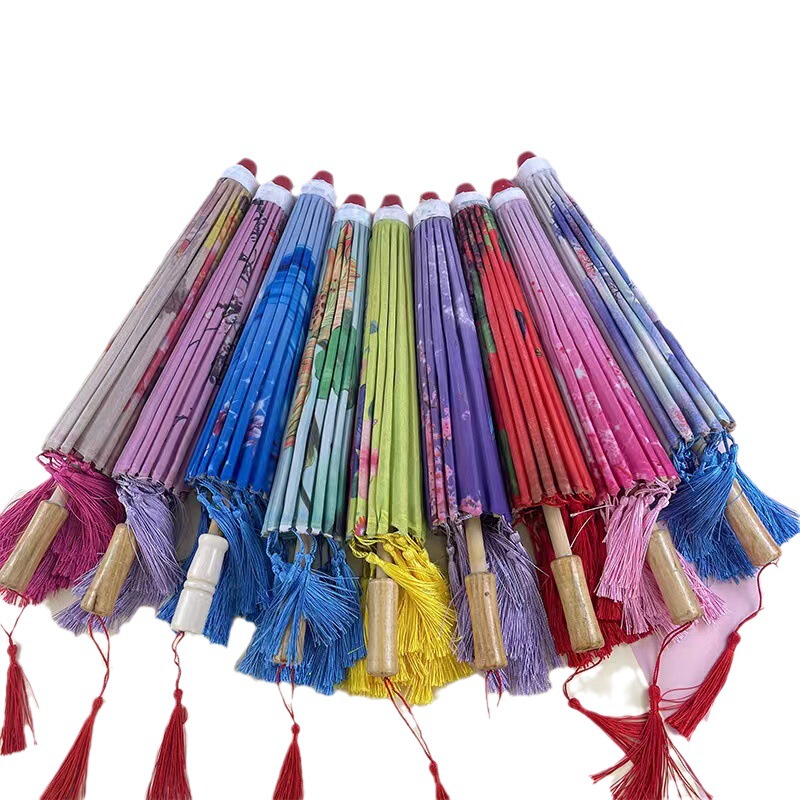 Petal Tassel Sunshade Tassel Umbrella Bamboo Pole Cloth Umbrella Classical Han Dynasty Photo Taking Chinese Style Han Dynasty with Ancient Style Solid Wood