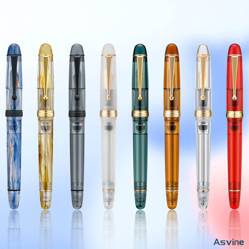 Asvine V126 Frosted Transparent Acrylic Negative Pressure Ink Pen Student Calligraphy Practice Gift Set