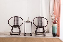 Zambian blood sandalwood African lobular rosewood three-piece set rocking chair leisure chair Chinese style antique mahogany furniture