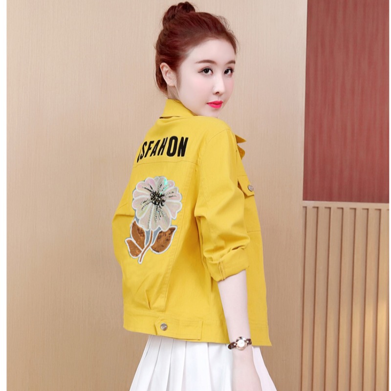 Plus Size Embroidered Denim Jacket for Women, Trendy ins Autumn Top for Female Students, Korean Style Loose Elastic Short Denim Jacket Plus Size Embroidered Denim Jacket for Women, Trendy ins Autumn Top for Female Students, Korean Style Loose Elastic Short Denim Jacket