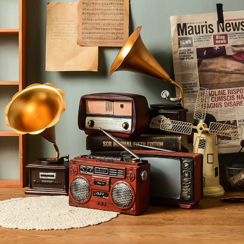 Retro to make old radio model Desktop Pendulum Pieces Home Living Room Wine Cabinet Decorations PHOTO Photographic Props-Taobao