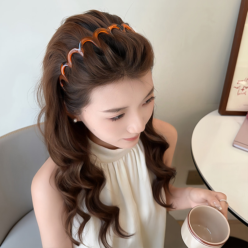 Korean Wavy Headband for Women, High-End, Stylish, Fashionable Headband for Women, High Cranial Top, Summer Face-Washing Hairpin, Head Accessory