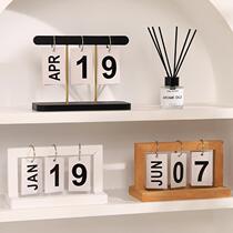 Light luxury wooden page-turning calendar desk calendar ornaments home accessories living room entrance office desktop wine cabinet decorations
