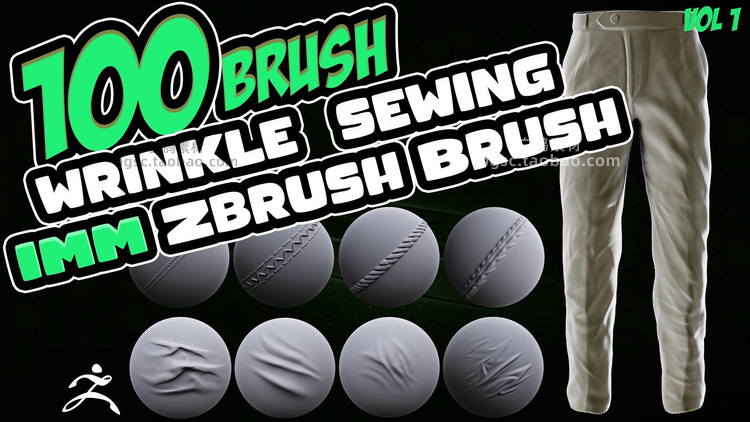 图片[3]-100个zbrush衣服褶皱包包鞋子布料笔刷接缝压缩折叠针迹zb画笔-cg男孩