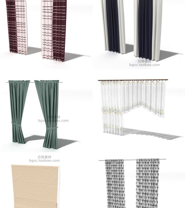 图片[14]-C4D户内客厅卧室门窗幔纱窗帘渲染fbx建模obj设计素材3dmax源文件-cg男孩