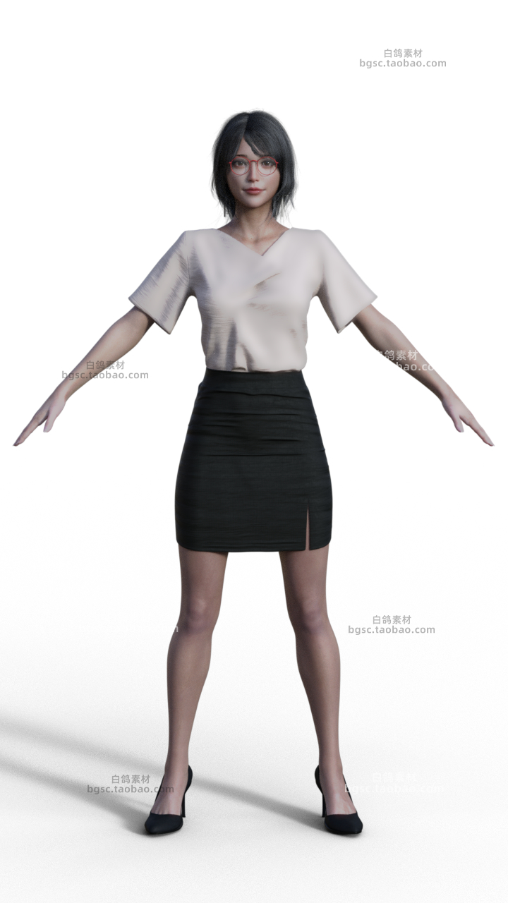 图片[3]-zbrush现代职业女性C4D职业装女生fbx模型maya女秘书建模渲染素材-cg男孩