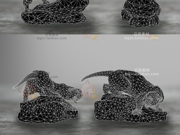 图片[10]-C4D动物雕塑PBR狮子max狮子fbx犀牛obj豪猪blender野马低聚3D模型-cg男孩