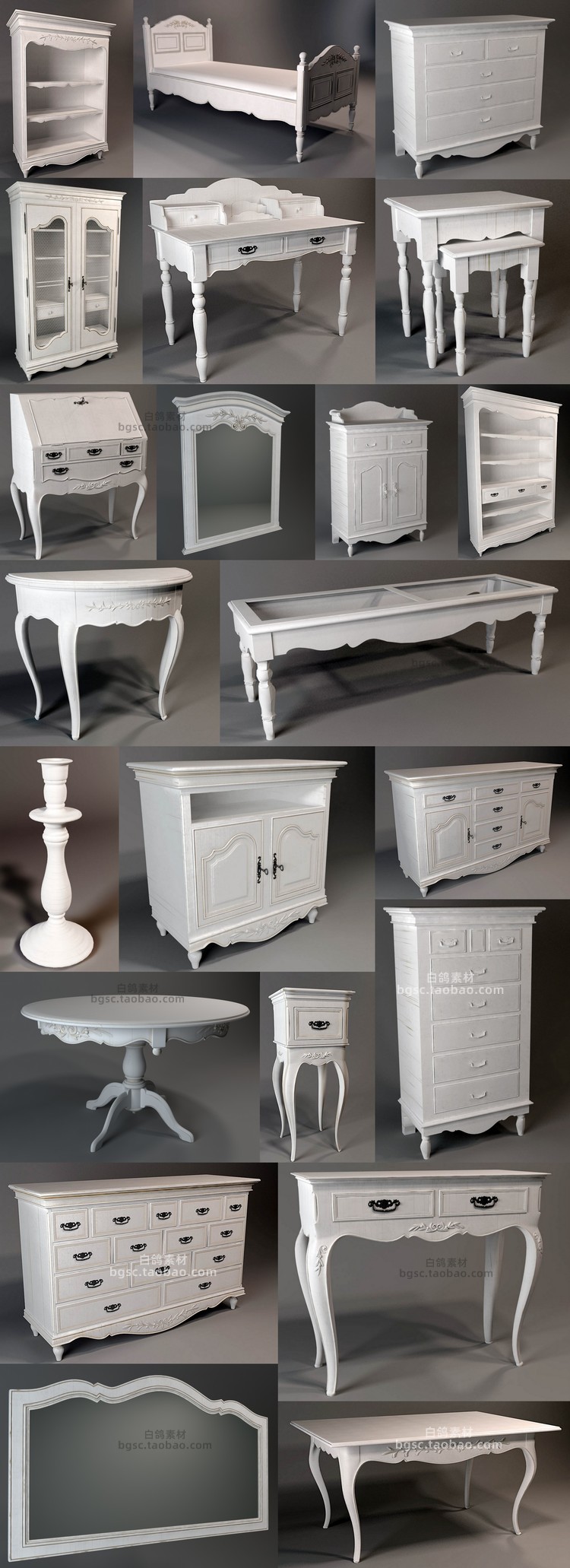 图片[4]-zbrush家具桌椅板凳沙发柜子桌子3D化妆台maya镜子obj模型fbx建模-cg男孩