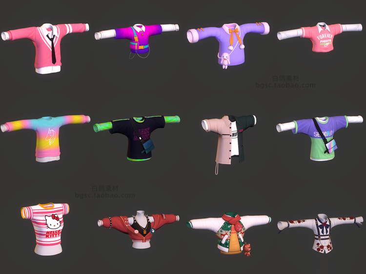 图片[5]-3D max卡通衣服上衣外套内衣maya卫衣C4D服装fbx模型建模渲染素材-cg男孩