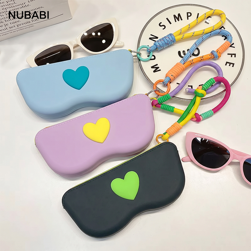 Nubabi Candy Color-Blocking Glasses Bag, Sunglasses Protective Case, Storage Bag, Travel Portable Silicone Glasses Case