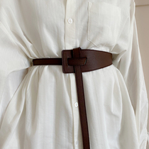 Fashionable soft leather girdle for women woolen coat suit dress shirt sweater knotted slimming belt versatile