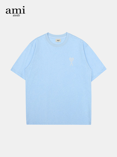 Ami Aiedr Official Short-Sleeved T-Shirt for Men and Women, American Style Summer New Loose Retro Clothing, Couple High Street Top