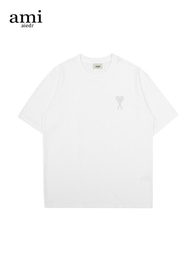 Ami Aiedr Official Short-Sleeved T-Shirt for Men and Women, American Style Summer New Loose Retro Clothing, Couple High Street Top