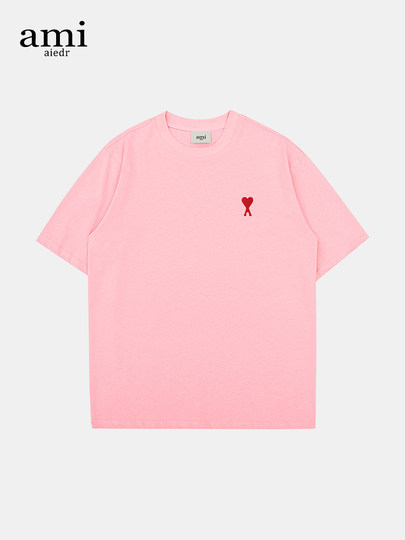 Футболка Ami Aiedr с короткими рукавами для мужчин и женщин, одинаковый стиль для пар, летний свободный крой, красное маленькое сердечко, официальный сайт, официальный флагманский магазин