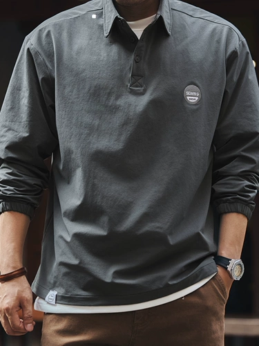 Классическая японская дорожная осенняя футболка polo, куртка для отдыха, быстрое высыхание, оверсайз