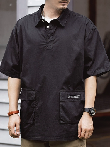 Летняя футболка polo, ретро рубашка для отдыха, в американском стиле, короткий рукав, оверсайз