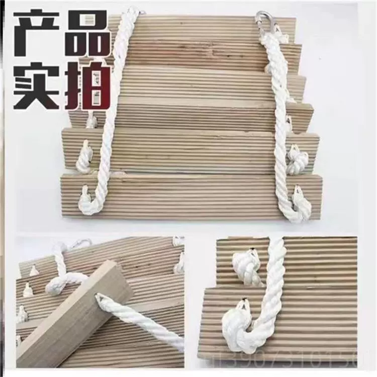 Ruyi Nianhua thoát thang mềm thang dây gia đình thang leo núi ngoài trời thang an toàn dây gai dầu thang gỗ vuông thang tường bên ngoài thang dây cứu hộ