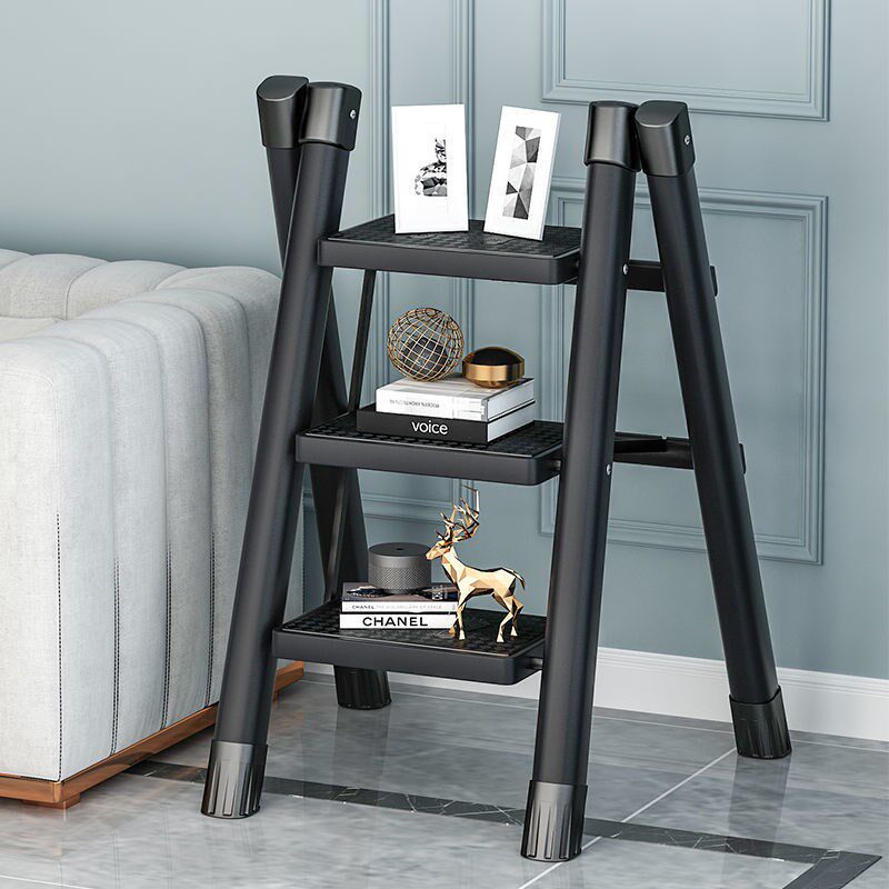 Ladder Home Multifunction Herringbone Ladder Folding Ladder Stairway Stool Small Indoor Folding Flower Shelf Ladder Thickened Carbon Steel