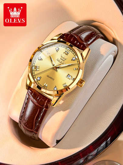 Oris Watch Women's Accessible Luxury Fashion Belt Style Gold Dial Waterproof Luminous Temperament Women's Watch Genuine New Style