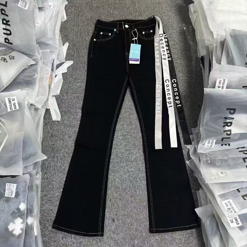 [Dc Three-Color Ribbon] Guangzhou Light Luxury Version American Style Flared Jeans Men's Slim Fit Straight Versatile Long Pants