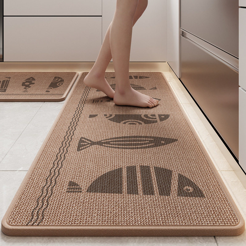 Cross-border kitchen floor mats, non-slip, oil-proof, waterproof, wipeable and washable, household stain-resistant entrance door mats, long strip carpet