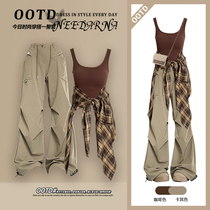 Summer clothes are paired with a complete set of overalls to hit the street age-reducing fashionable sun protection clothing boyfriend style shirts vests and tops for women