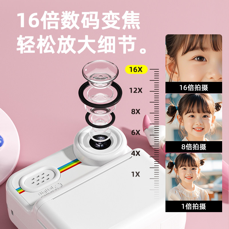 Children's Camera, Instant Camera, Can Take Pictures and Directly Print Photos, Birthday Gift, Girl's Toy, Digital Camera