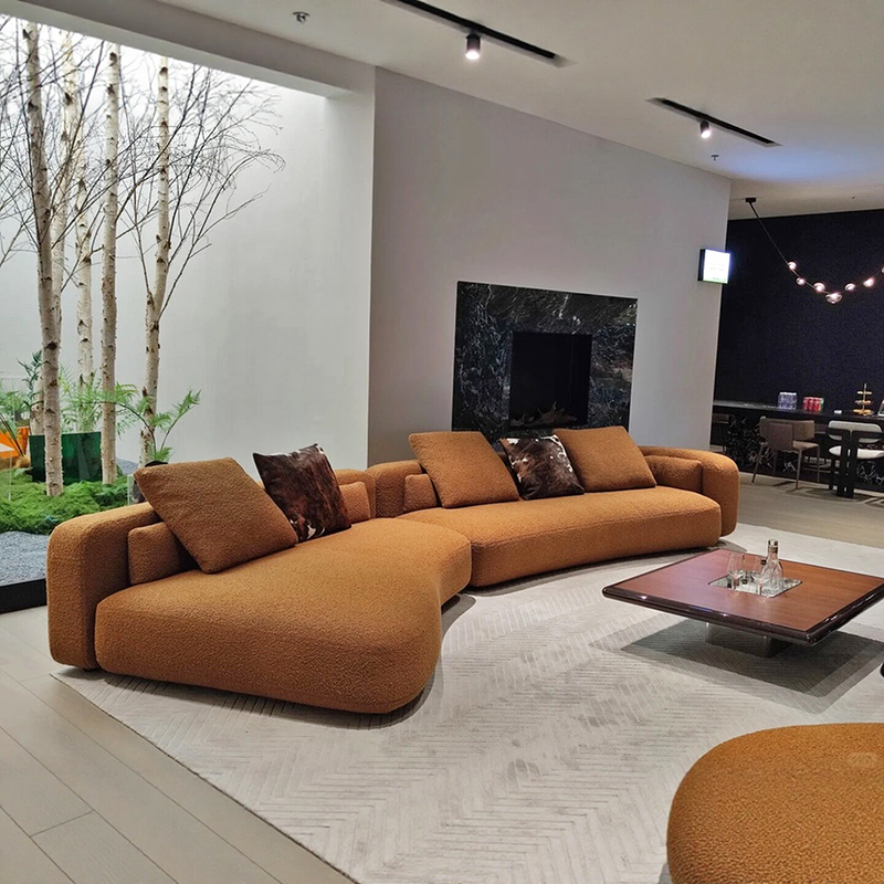 Italian-Style Modern Designer Sectional Living Room Sofa, Bessel Irregular Module Sofa for Villa, Large Flat-Floor Clubhouse Sofa