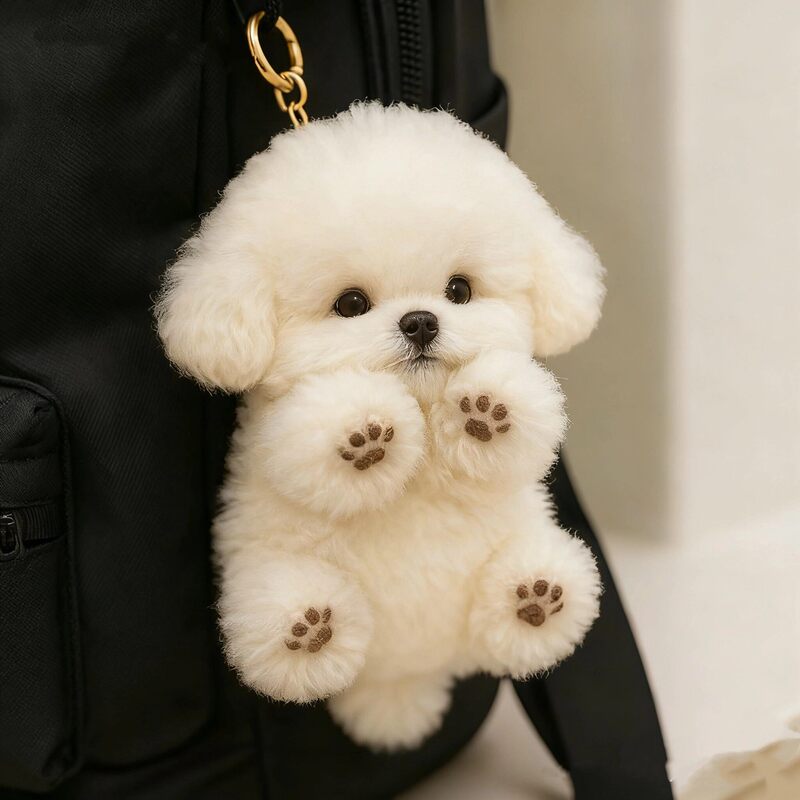 Authentic Cute Bichon Frise Puppy Plush Pendant Bag Charm High-Quality Doll Decoration New Year Gift Authentic Cute Bichon Frise Puppy Plush Pendant Bag Charm High-Quality Doll Decoration New Year Gift