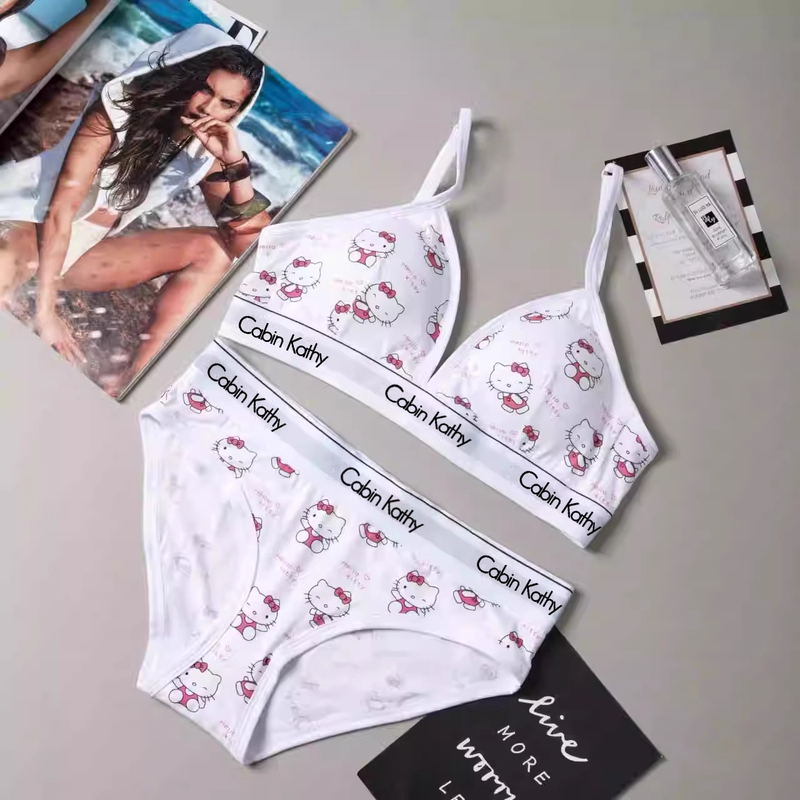 Cabin Kathy Lingerie Set Hellokitty Co-Branded Couple Underwear Pure Cotton Bra Set