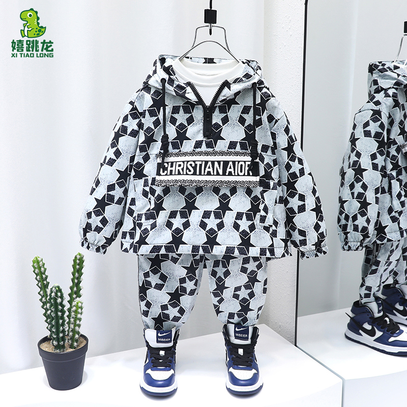 Boys' spring suits 2022 new children's net red fried street children's western style fashionable spring and autumn Korean version handsome trend