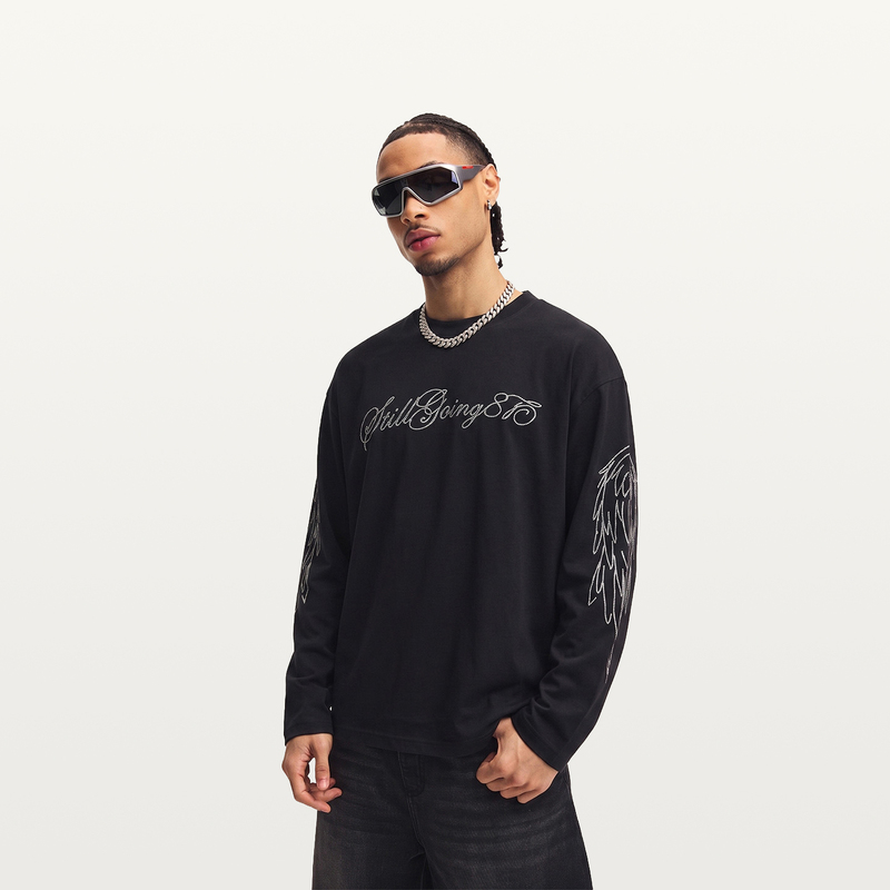 1807 Angel Series Rhinestone Long Sleeve T-Shirt, Loose Fit, Vintage, Shiny Slogan, Fashionable and Trendy, Everyday Wear Item 1807 Angel Series Rhinestone Long Sleeve T-Shirt, Loose Fit, Vintage, Shiny Slogan, Fashionable and Trendy, Everyday Wear Item
