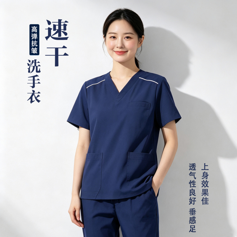 Medical Scrub Suit for Women, Short-Sleeved, Pet Hospital Nurse Scrub Suit, Quick-Drying, Dental Clinic Dentist Work Uniform