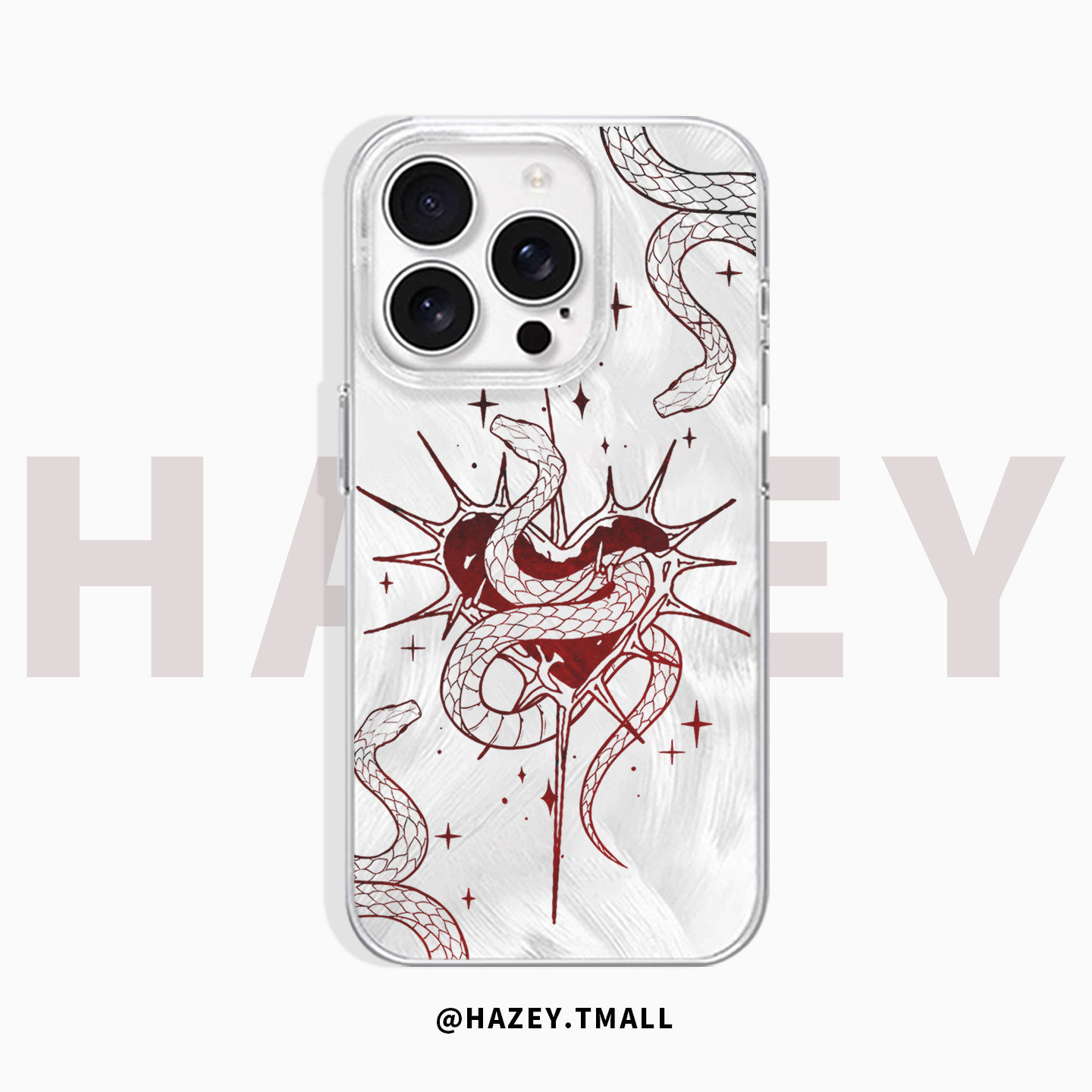 Hazey Trendy Dark Heart Snake Case for iPhone 18/17 Pro Max, Magnetic Attachment, Feather Fabric, 15 Unique Style, 16 Pro, Creative XS, Apple 11, Personalized 15 Plus