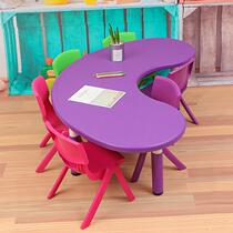 Sichuan kindergarten childrens table and chair set plastic table and chair baby early education learning table toy table thickened month