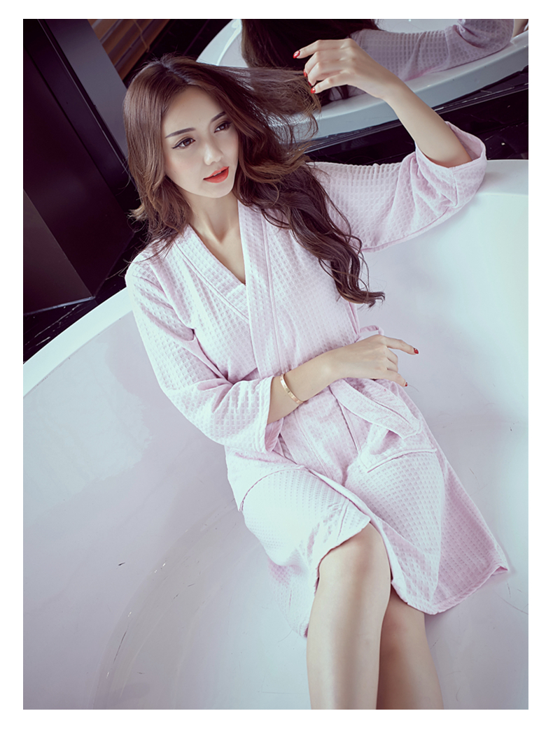 Bánh quế hấp thụ nước và áo ngủ khô nhanh mùa hè mỏng phần áo choàng tắm nam gợi cảm Nhật Bản đồ ngủ nữ mùa hè áo choàng tắm khách sạn nữ bộ đồ ngủ nữ cotton