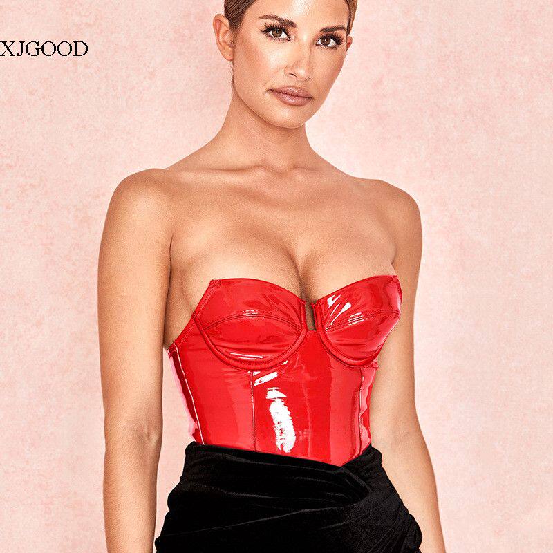 Sexy кожзаменитель Leather Tube Top Bodysuit мисс сексуальный кожзаменитель дикий бюстгальтер купальник 