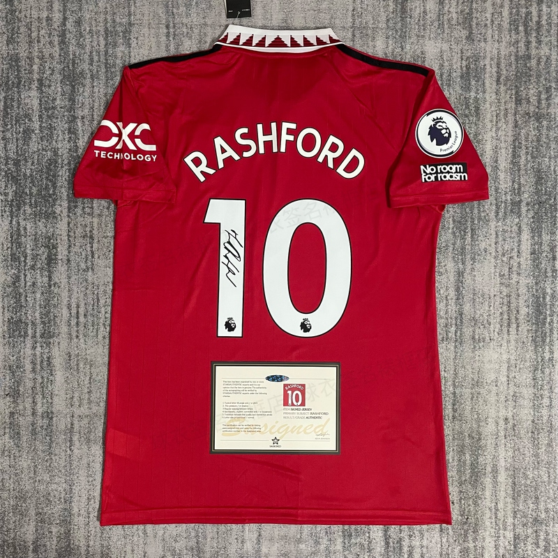 2223 Red Devils No. 10 Rashford Signed Jersey Fan Version Home and Away Sweat-Absorbent Breathable Quick-Drying Football Uniform