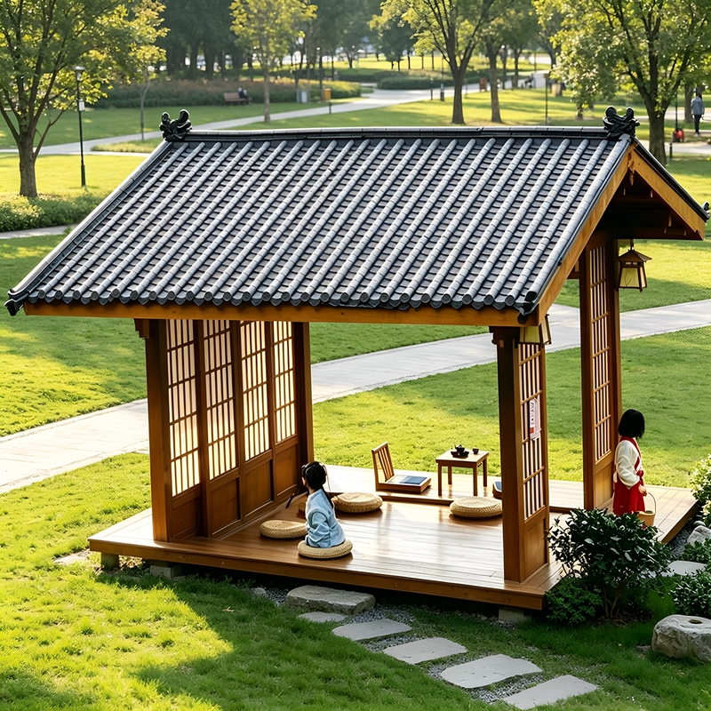 Trendy Thatched Wooden House, Anti-Corrosion Wood Landscaping, Solid Wood Japanese-Style Garden Tea House, Rural Small Yard Outdoor Thatched House Trendy Thatched Wooden House, Anti-Corrosion Wood Landscaping, Solid Wood Japanese-Style Garden Tea House, Rural Small Yard Outdoor Thatched House