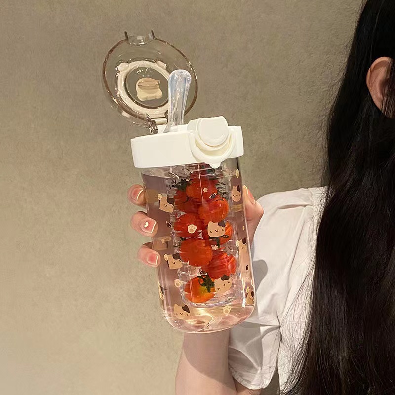 Water cup girls high-value with straw glass large-capacity tea students 2022 new cup simple ins