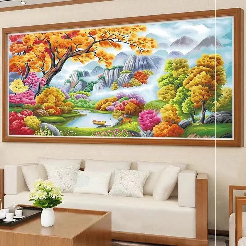 Sheng Peach Yuan New Landscape Painting Large Living Room Painting Send De Needle ttt